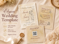 Elegant Wedding Invitation Template, Editable Gold Canva Invite Suite, 5x7 Printable RSVP Card