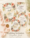 Floral Wedding Invitation Suite, Editable Canva Template (Digital & Printable)