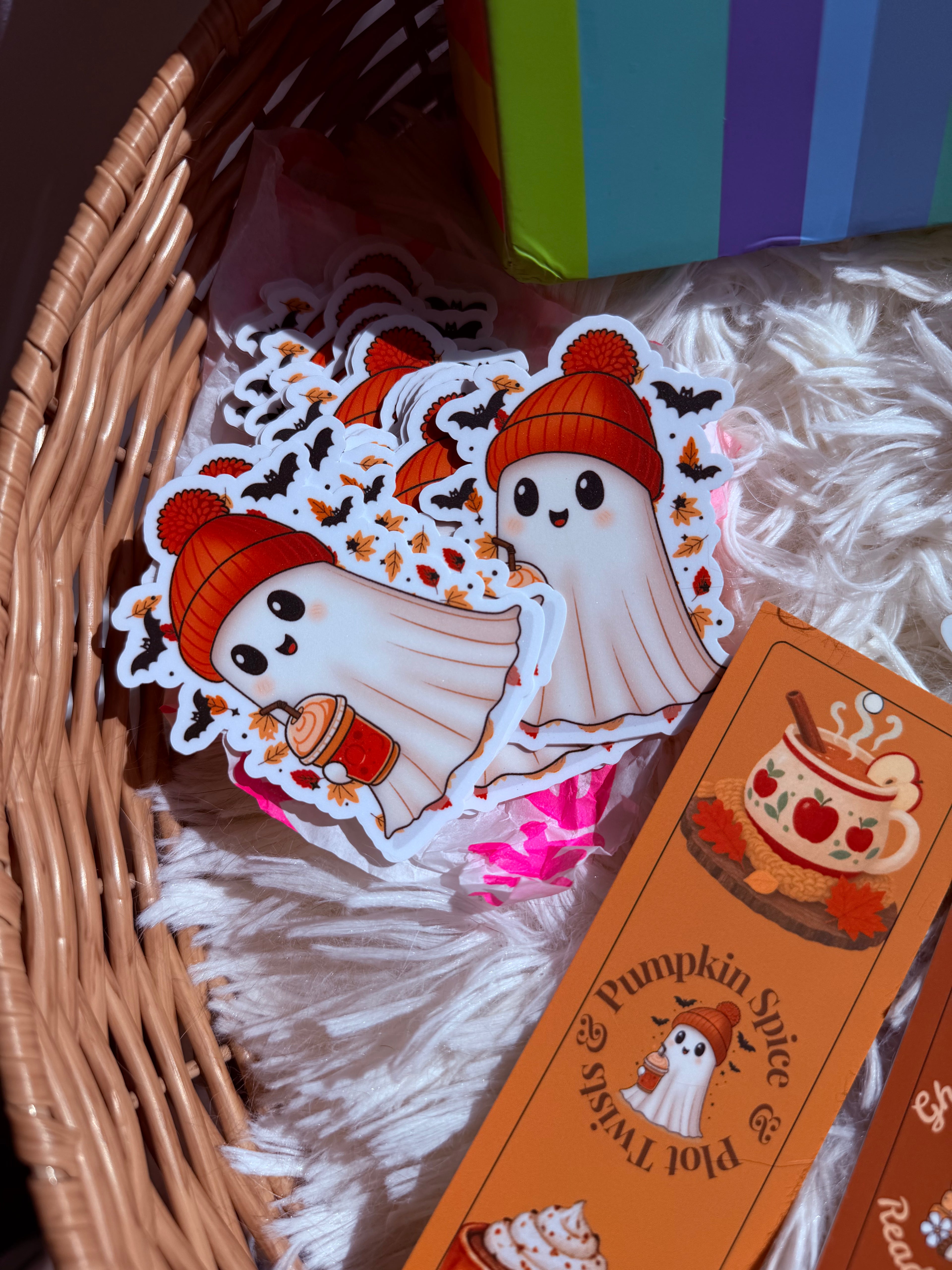 BeanBoo Pumpkin Spice Sticker | Cute Fall Ghost Vinyl Sticker