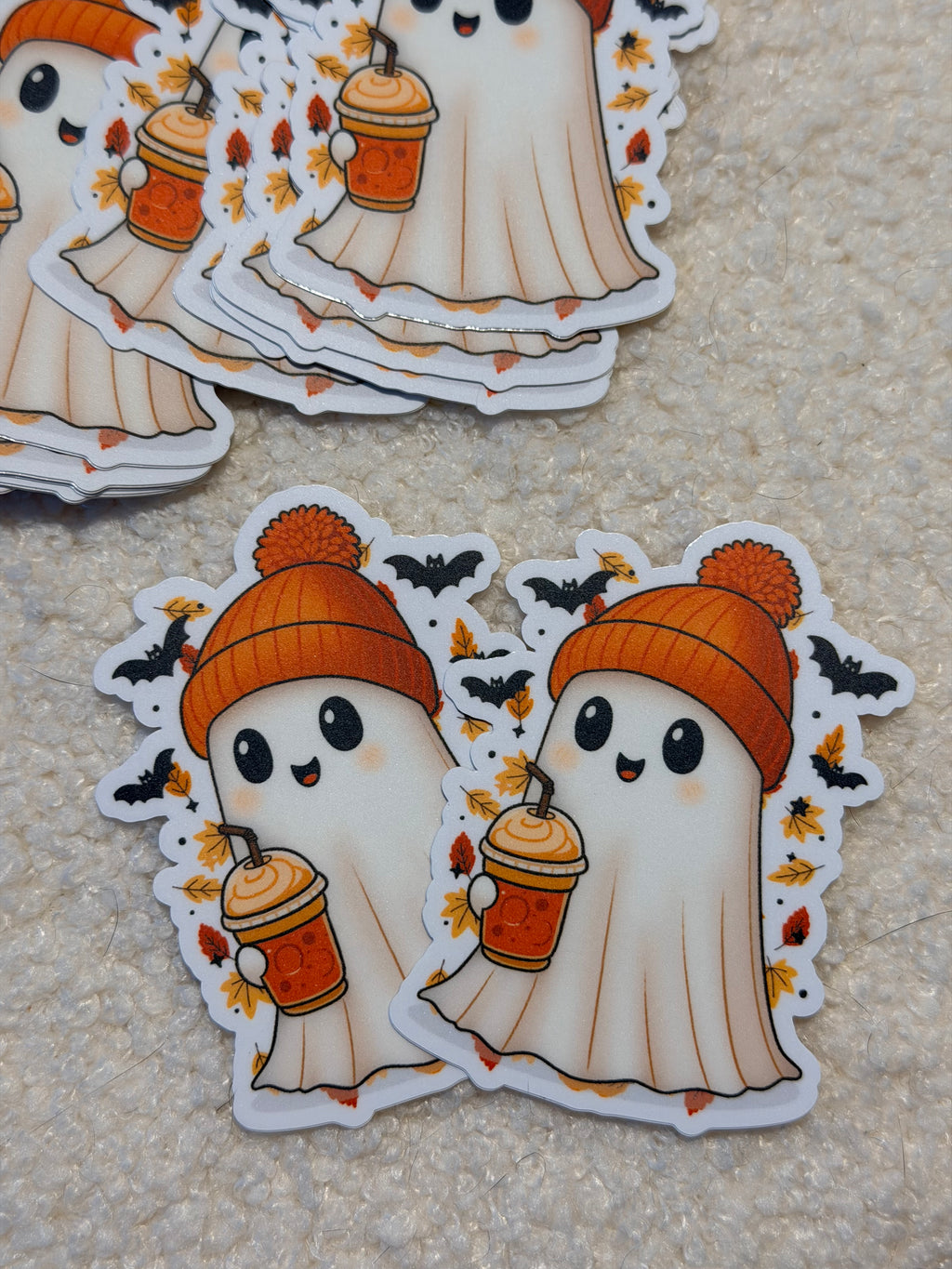 BeanBoo Pumpkin Spice Sticker | Cute Fall Ghost Vinyl Sticker