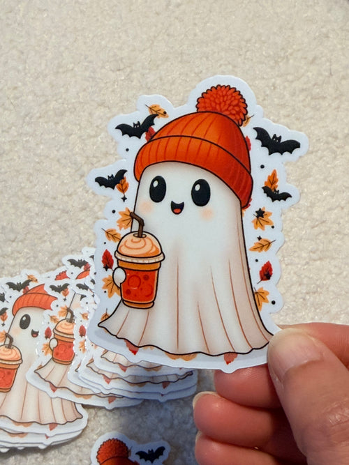 BeanBoo Pumpkin Spice Sticker | Cute Fall Ghost Vinyl Sticker