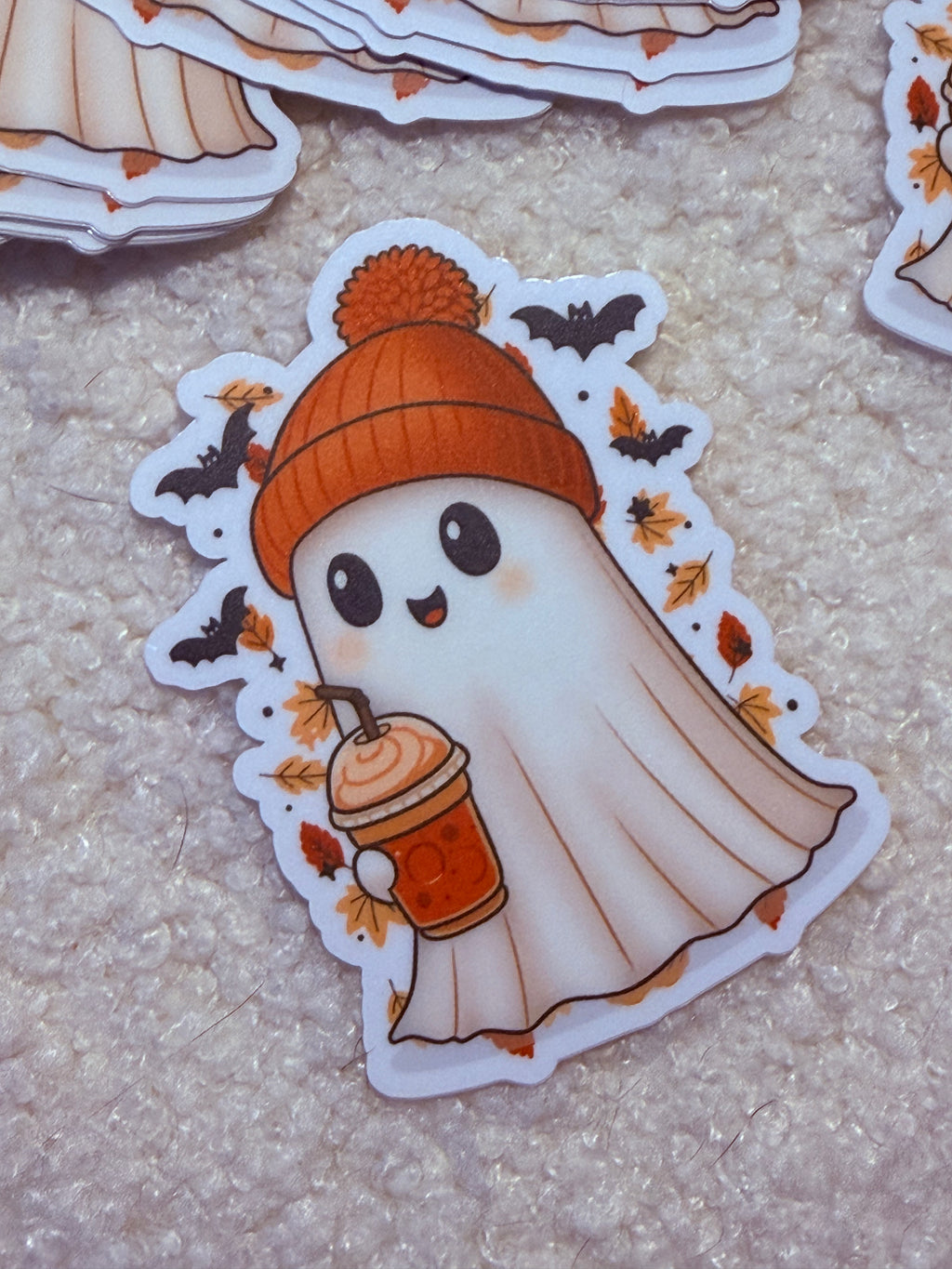 BeanBoo Pumpkin Spice Sticker | Cute Fall Ghost Vinyl Sticker