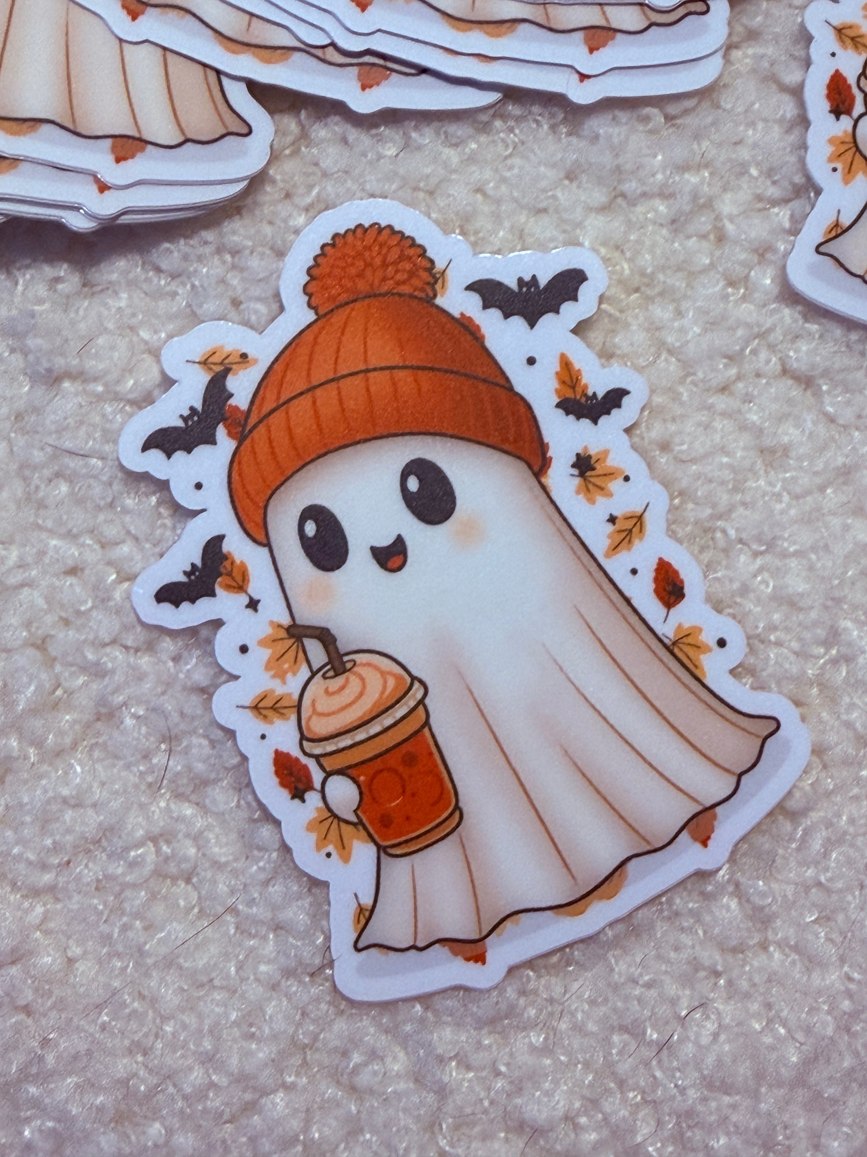 BeanBoo Pumpkin Spice Sticker | Cute Fall Ghost Vinyl Sticker