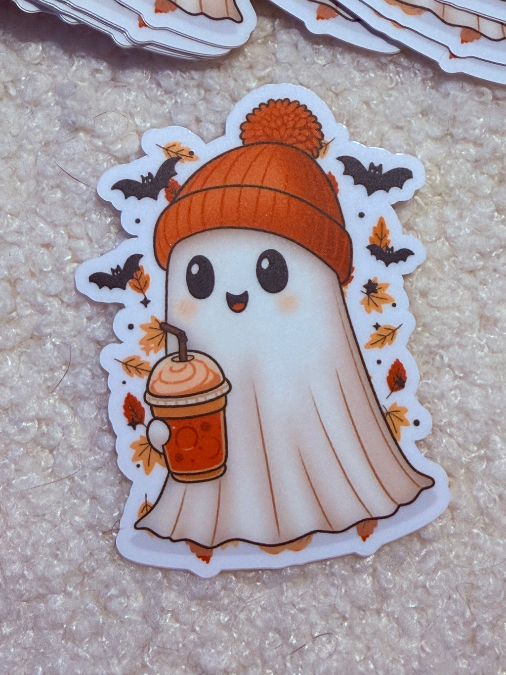 BeanBoo Pumpkin Spice Sticker | Cute Fall Ghost Vinyl Sticker