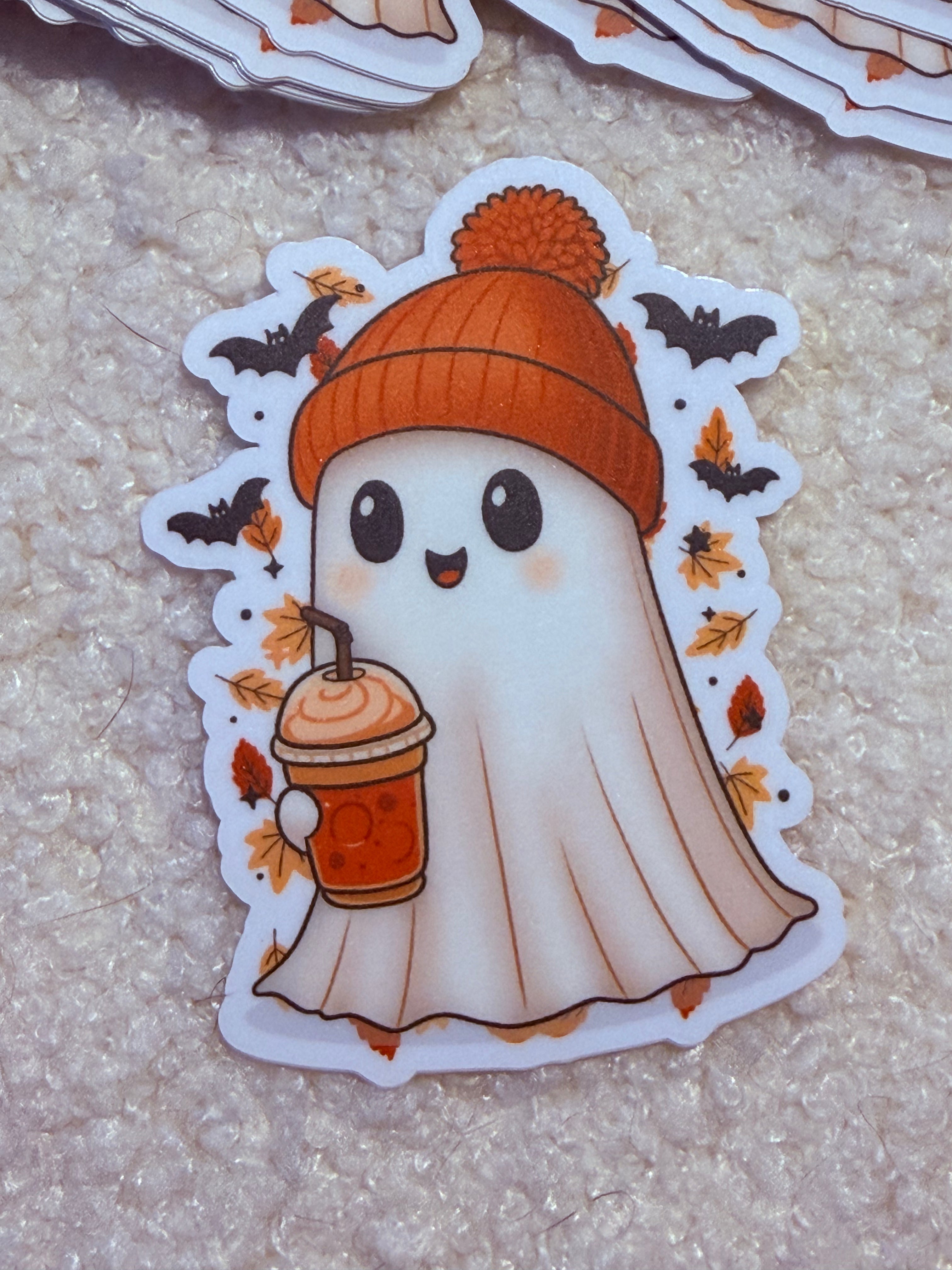 BeanBoo Pumpkin Spice Sticker | Cute Fall Ghost Vinyl Sticker