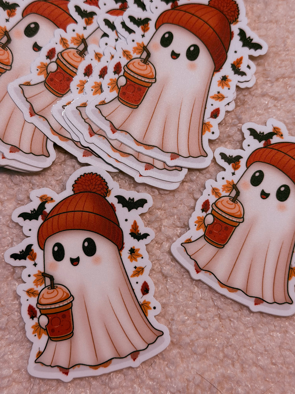 BeanBoo Pumpkin Spice Sticker | Cute Fall Ghost Vinyl Sticker