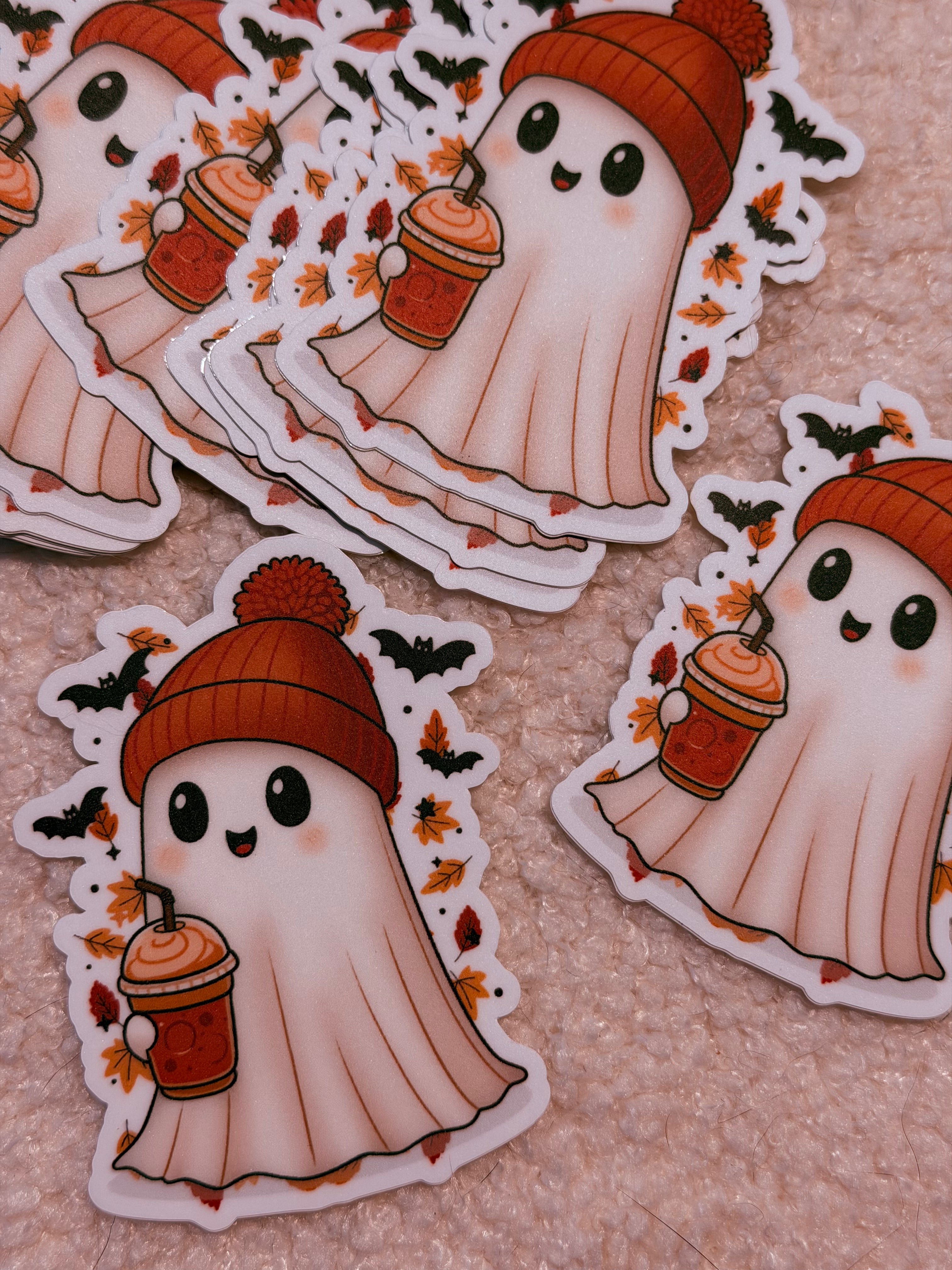 BeanBoo Pumpkin Spice Sticker | Cute Fall Ghost Vinyl Sticker