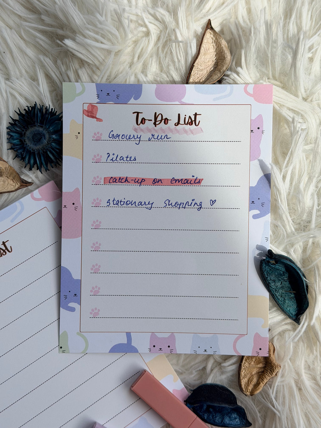 Pastel Cat To-Do List Notepad – 50 Pages