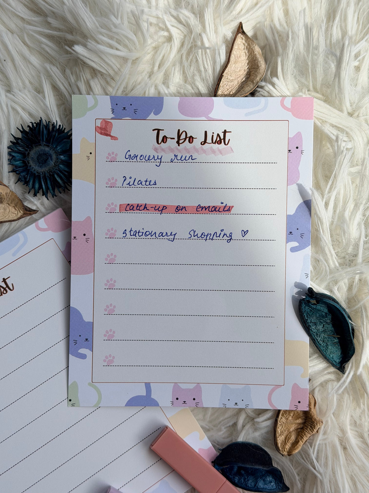 Pastel Cat To-Do List Notepad – 50 Pages
