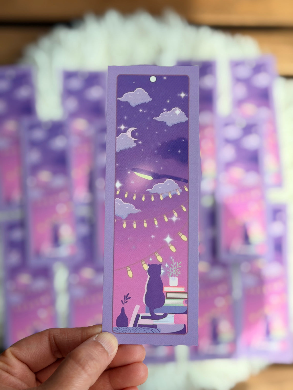 Dreamy Night LoFi Retro Cat Bookmark
