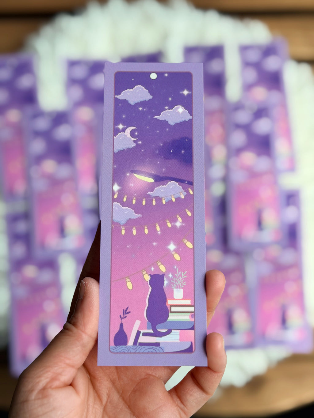 Dreamy Night LoFi Retro Cat Bookmark