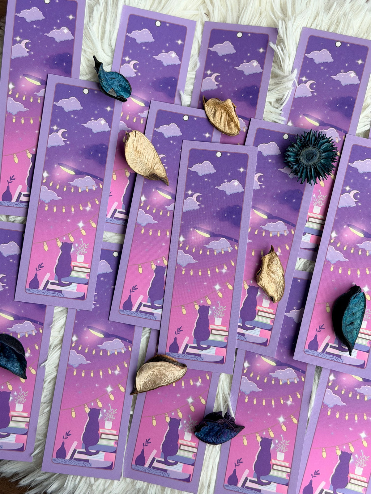 Dreamy Night LoFi Retro Cat Bookmark
