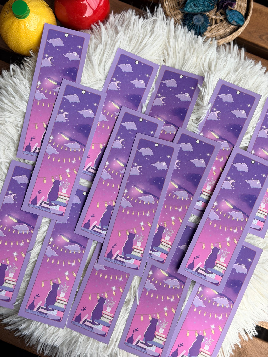 Dreamy Night LoFi Retro Cat Bookmark