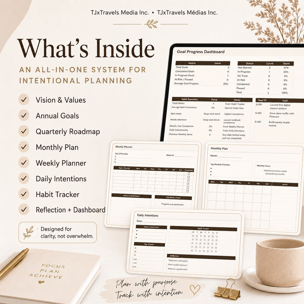 Intentional Goal Tracker – Google Sheet Planner
