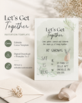 Sage Green Watercolour Invitation Template, Editable Canva Party Invite (Digital Download + Printable)